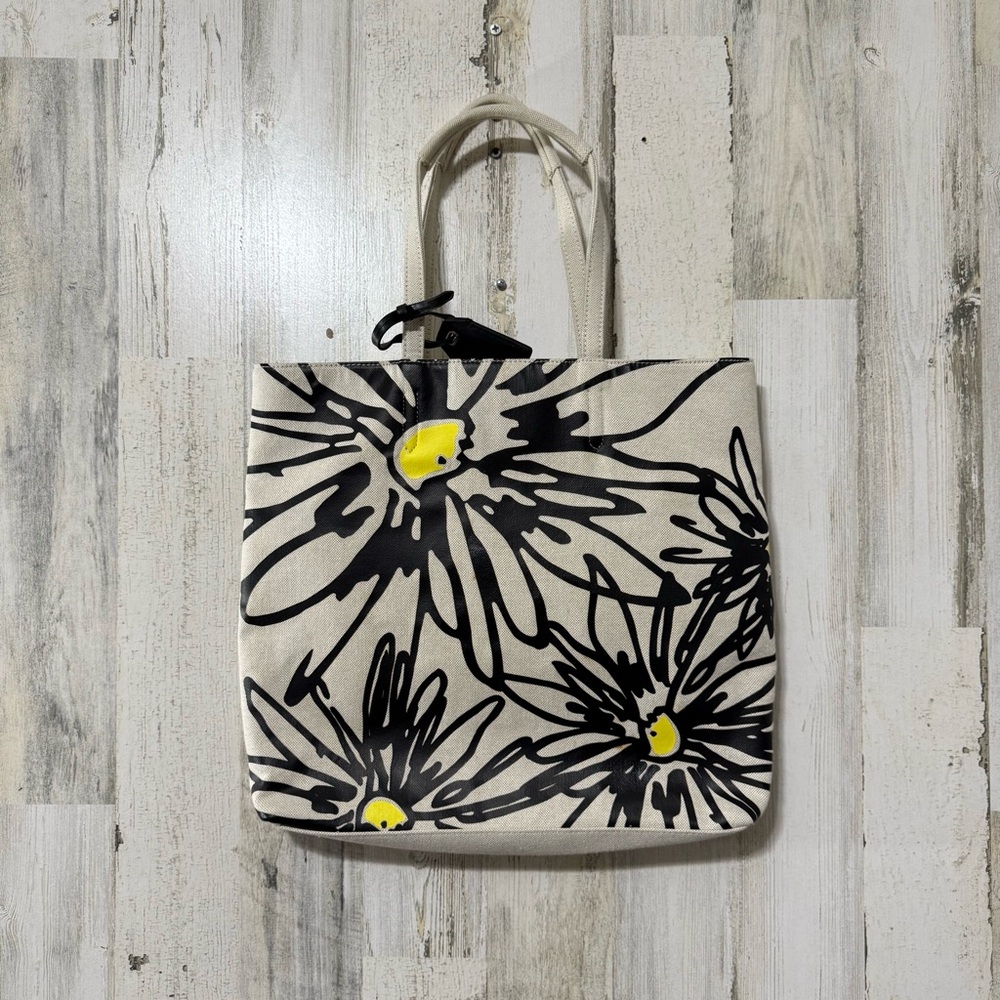 Reed Krakoff Cream Black Yellow Daisies Shoulder Bag